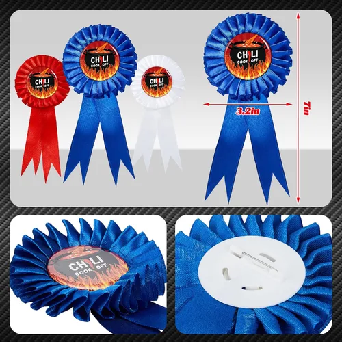 Vista 4 de Wesiti 9 piezas Chili Cook off Premios Decoraciones Trofeos Chili Cook Off Delantal Cinta Sombrero de Chef para Cocina Hombres Mujeres, Negro