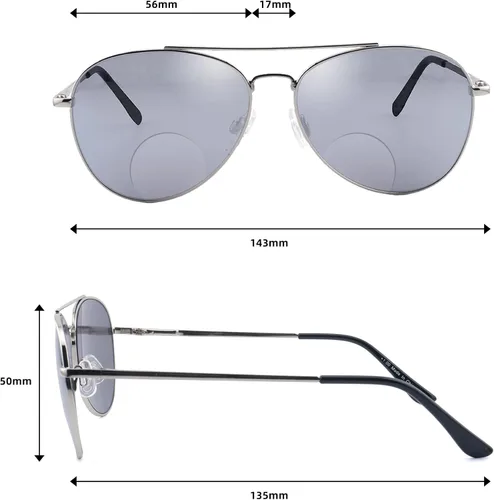 Vista 4 de Gafas de sol bifocales clásicas, gafas de lectura de metal Command Aviator para hombre 1.0