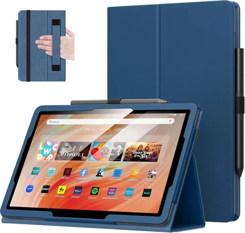 Vista 25 de MoKo - Funda para tablet Kindle Fire HD 10 y 10 Plus (11.ª generación, versión 2021), diseño delgado y plegable con función de encendido y apagado