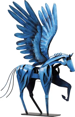Vista 6 de SunBlogs Art Estatua de caballo hecha a mano - Decoración rústica única para oficina y hogar - Escultura de metal pintada a mano - Regalo artesanal