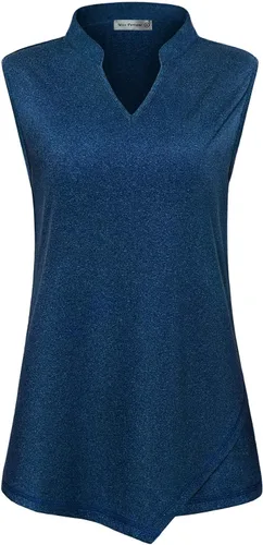 Vista 2 de MISS FORTUNE Women's Polo Shirts, Golf V-Neck Workout Tops, Moisture Wicking Ladies Golf Shirt Loose Fit for Tennis Yoga