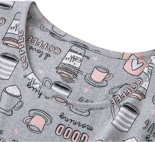 Vista 2 de Century Star Camisones para mujer, de algodón suave, para dormir, con dibujos animados, ropa de dormir de manga corta