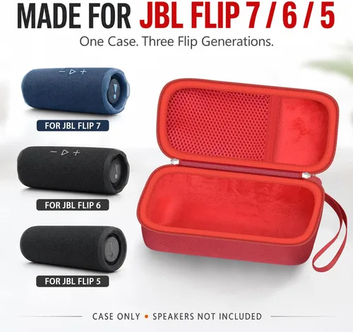 Vista 2 de GWCASE Funda rígida para altavoz Bluetooth portátil JBL Flip 7/6/5, color Rojo