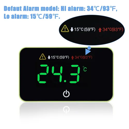 Vista 3 de Termómetro digital para acuario con pantalla táctil LED, termómetro adhesivo para tanque de peces Betta Tanks, alarma de temperatura HI/LO, sensor