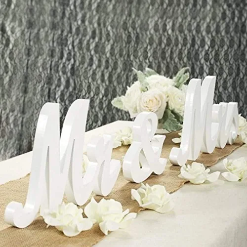 Vista 13 de BLOOBLOOMAX Letrero de madera con texto en inglés "Mr & Mr", letras rústicas de Mr. & Mrs. para mesa de boda, decoración de Miss & Mr. para Negro
