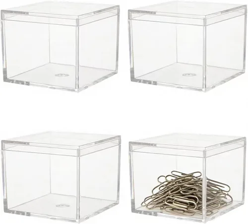 Vista 10 de KissYou Caja Pequeña de Acrílico con Tapa Cajas de Caramelo Transparentes para Exhibición Decoración de Fiesta Cubo Cuadrado de Plástico