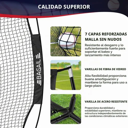Vista 2 de BAGAIL 7x7 ft Baseball Softball Practice Net
