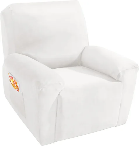 Vista 8 de MAXIJIN Funda reclinable de terciopelo de 4 piezas, funda elástica de felpa suave para silla reclinable, gruesa y suave, funda para silla Beige