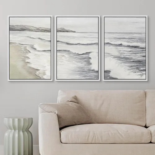 Vista 170 de wall26 Lienzo enmarcado para pared, juego de arte de acuarela pastel, paisaje rural, ilustraciones con formas abstractas, arte moderno, decorativo