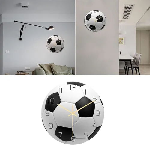 Vista 5 de Garneck Reloj de pared de fútbol reloj de pared de fútbol deportivo con impresión redonda de acrílico reloj de pared silencioso sin pintura