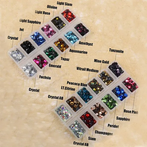 Vista 3 de Massive Beads Más de 6800 unidades de diamantes de imitación termoadhesivos de vidrio con parte trasera plana de 5 tamaños mixtos para hacer Mezcla