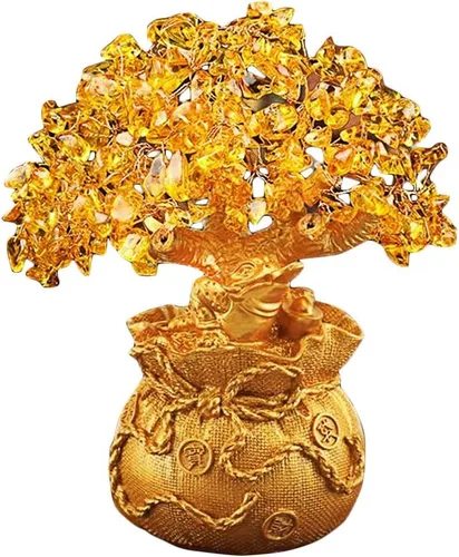 Vista 10 de Feng Shui HN130 - Árbol de dinero de cristal verde natural para la riqueza y la suerte
