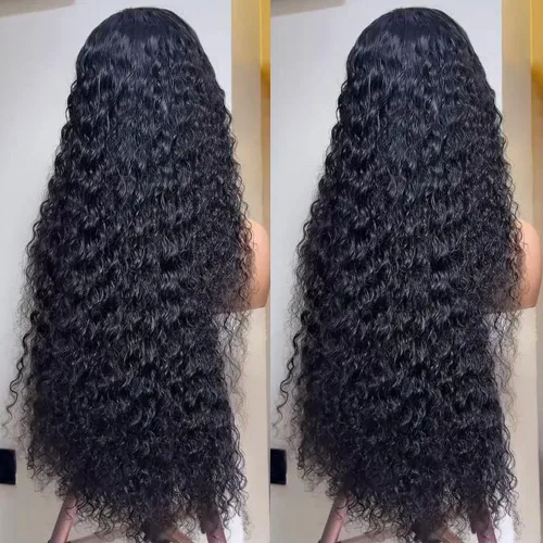 Vista 6 de Pelucas para mujeres negras, pelucas de encaje frontal de 13x6 Water Wave, pelucas sintéticas HD con encaje frontal, línea capilar natural