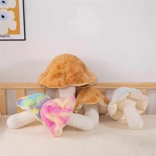 Vista 2 de Almohada de felpa 3D con forma de hongo, almohada de suelo, sofá, almohada para decoración del hogar, almohada de regalo (12.5 pulgadas, azul)