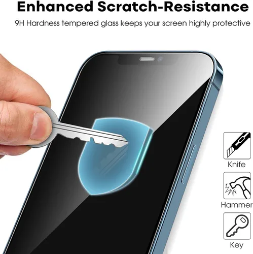 Vista 5 de JETech Protector de pantalla de cobertura completa para iPhone 12 Pro Max de 6.7 pulgadas, película de vidrio templado con herramienta de fácil