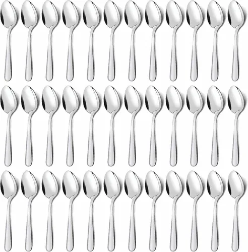 Vista 9 de Unokit - Juego de 24 cucharas de cena – Cuchara de acero inoxidable de 6.7 pulgadas, postre, mesa, cucharas de cubiertos solo para el hogar, cocina