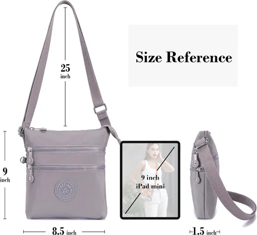 Vista 4 de AOCINA Bolsos cruzados de nailon para mujer, con múltiples bolsillos, bolso cruzado pequeño, ligero, de viaje, para teléfono, bolsos de hombro