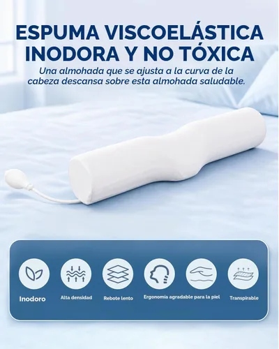 Vista 6 de SMDR Almohada cervical ajustable para el cuello para aliviar el dolor, almohada cervical de espuma viscoelástica con soporte de cojín de aire