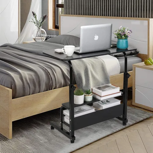 Vista 6 de Escritorio universal movible mesa para espacios pequeños almacenamiento conveniente escritorio portátil computadora escritorio ajustable casa