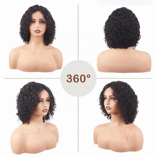 Vista 8 de Peluca de cabello humano rizado profundo de 12 pulgadas para NATURAL-RIZADO