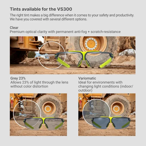 Vista 6 de HexArmor VS300 Gafas de seguridad con brazos laterales ajustables Z87+ para hombres y mujeres