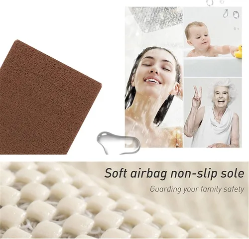 Vista 4 de Secure Mat, tapete antideslizante para bañera, lo último en antideslizante, tapete de ducha para bañera, ducha, baño (beige, 15.75 x 23.62 pulgadas)