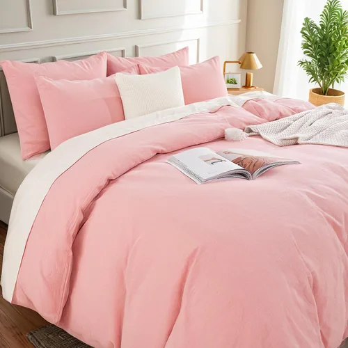 Vista 388 de NEXHOME PRO Funda de edredón Twin XL 100% algodón lavado, transpirable, duradera, texturizada, similar al lino, juego de ropa de cama para el hogar