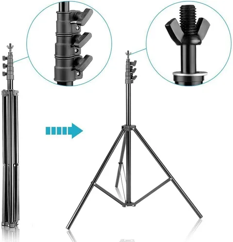 Vista 5 de HYJ-INC Sistema de soporte de fondo de fotografía ajustable de 10 pies x 8.5 pies, para estudio de fotografía y video, kit de soporte de fondo