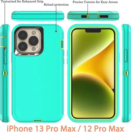Vista 3 de YmhxcY Funda para iPhone 13 Pro Max, iPhone 12 Pro Max, a prueba de golpes, a prueba de caídas, a prueba de polvo, a prueba de caídas, 3 capas