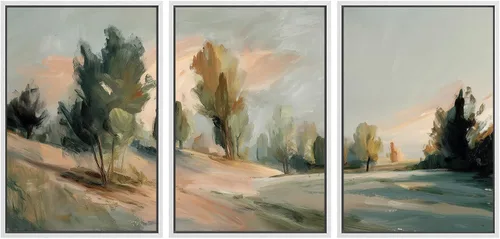 Vista 146 de SIGNWIN Lienzo enmarcado para pared, juego de arte sereno de pantanos con humedales verdes e ilustraciones de agua tranquila, arte moderno