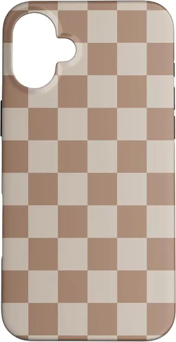 Vista 23 de Bonita funda Classic Dark Brown Checkered Big Checkerboard para iPhone 16