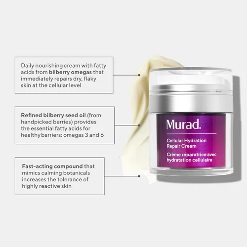 Vista 2 de Murad Crema reparadora de barrera de hidratación celular – Hidratante facial con arándano, ácidos grasos Omega y alantoína calmante para piel seca