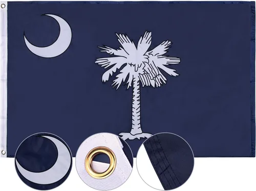 Vista 13 de Bandera del estado de Alabama de 3 x 5 pies, banderas del estado AL con rayas cosidas (no impresas), cabecera de lona y ojales de latón, bandera