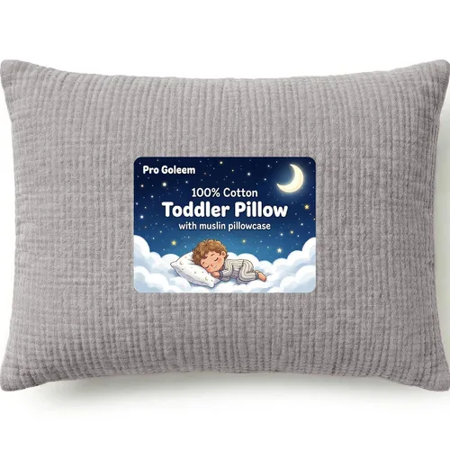 Vista 10 de Pro Goleem Almohada para niños pequeños con funda de almohada 100% de muselina de algodón, 13 x 18 pulgadas, ultrasuave, transpirable y lavable a