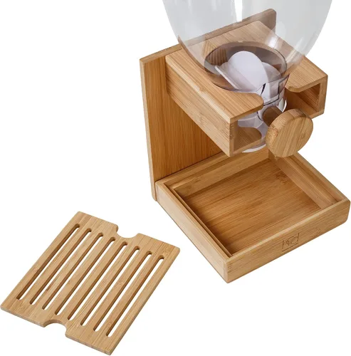 Vista 5 de Honey-Can-Do Dispensador compacto de alimentos secos, contenedor de almacenamiento de aperitivos y control único para encimera o despensa, bambú