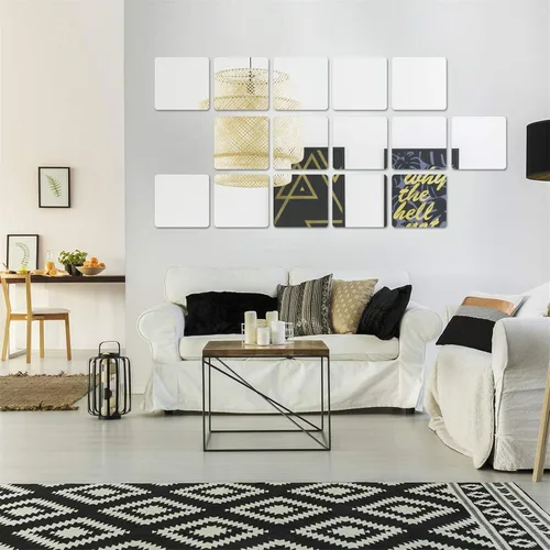 Vista 3 de Pegatinas de pared con espejo cuadrado, 12 unidades, autoadhesivas, extraíbles, 3D, de acrílico, espejo, de plástico, para decoración del hogar