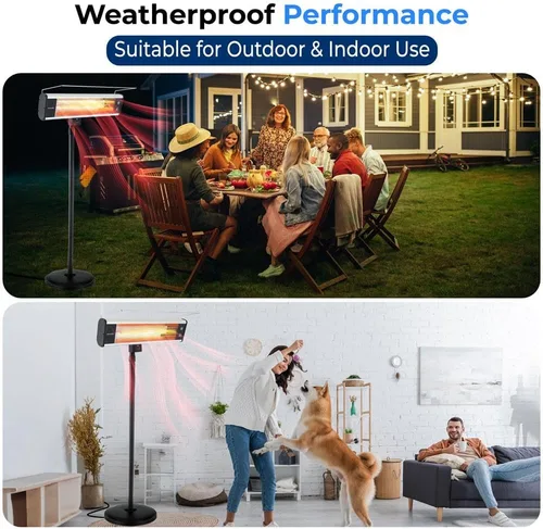 Vista 6 de SereneLife - Calentador de patio por infrarrojos, calentador eléctrico de patio para uso en interiores y exteriores, calentador de pie portátil