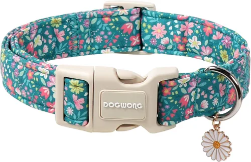 Vista 46 de DOGWONG Collar de Algodón para Perro, Collar para Perro de Cuadros Azules Resistente, Collar Suave y Duradero para Perro Macho, Lindo Collar de A