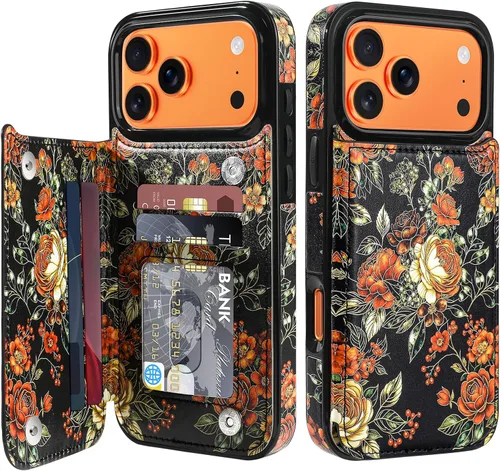 Vista 13 de Bizzib Funda tipo cartera para iPhone 17e con tarjetero, piel sintética de alta calidad, ranuras para tarjetas, protección contra caídas, a prueba