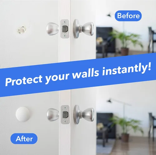 Vista 2 de Protectores de pared de silicona para pomos de puerta, color marfil, placa redonda autoadhesiva, almohadillas para parachoques de puerta