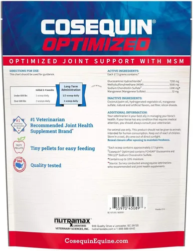 Vista 2 de Nutramax Cosequin - Suplemento optimizado para la salud de las articulaciones del caballo, pellets, 49.38 oz