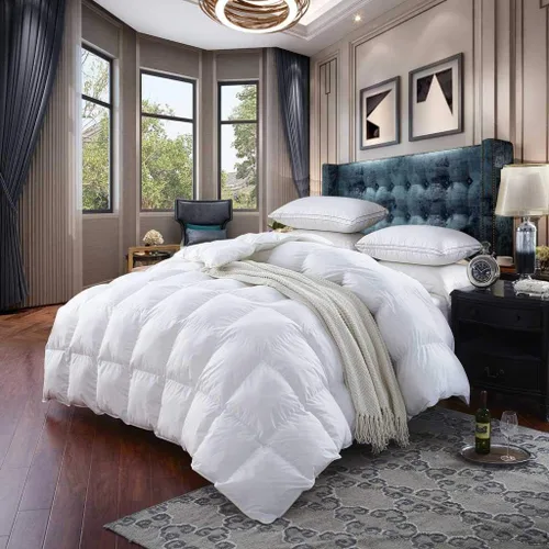Vista 2 de EGYPTIAN BEDDING Edredón de plumón de ganso California King de 300 hilos, color blanco