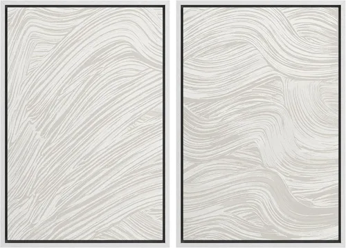 Vista 140 de Ashbrook - Set de arte de pared en lienzo enmarcado, tonos orgánicos de la tierra en beige y marrón con ilustraciones de trazos circulares, arte