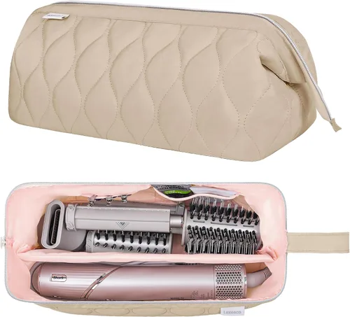 Vista 12 de Lexeeco Dyson Airwrap Travel Case for Shark Flex Style Fusion Hair Dryer Beige