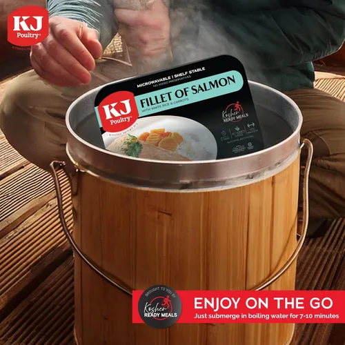 Vista 7 de KJ Poultry Kosher Ready Meals - Filete de salmón y pescado, comida Parve MRE lista para comer, alimentos proteicos, halal, (1 unidad) preparado
