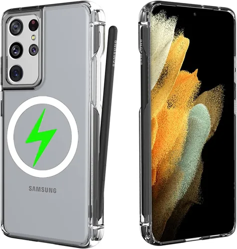 Vista 7 de Funda para Galaxy S21 Ultra con soporte para bolígrafo S, silicona líquida con ranura para lápiz capacitivo (bolígrafo no incluido), protección Negro
