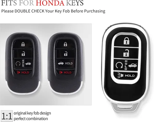 Vista 2 de OFFCURVE Funda para llavero de coche de TPU para Honda D5, Negro
