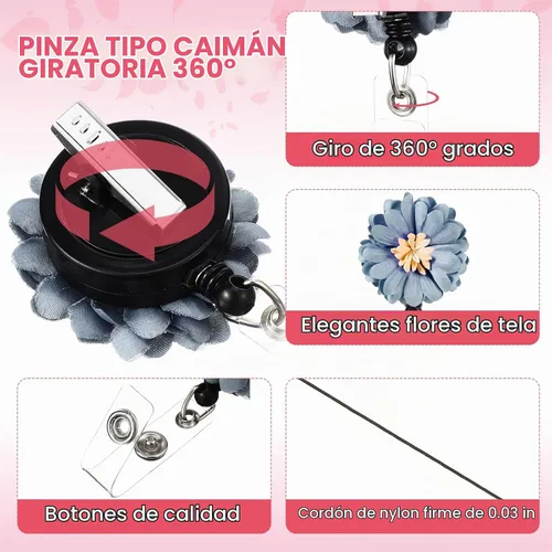 Vista 3 de Boao 10 soportes retráctiles para tarjetas de identificación con clip de cocodrilo con clip de cocodrilo para tarjetas