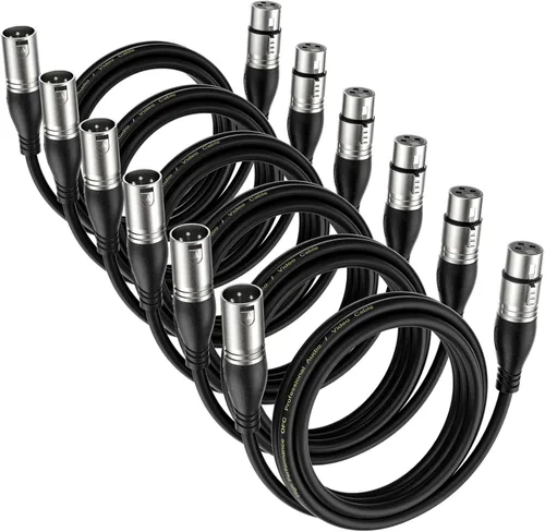 Vista 28 de EBXYA Cable XLR de 2 pies, paquete de 10 unidades, cable de micrófono equilibrado premium con cable XLR de 3 pines macho a hembra, color negro
