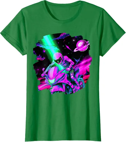 Vista 33 de Camiseta de motociclista espacial para motociclista astronauta, Negro, S